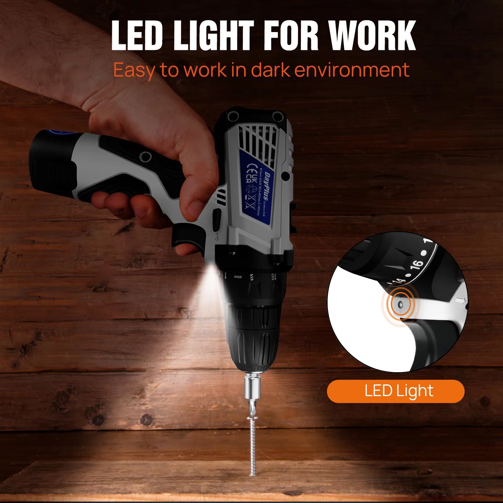 Cordless Drill and Driver Kit with Battery, 2-in-1 Electric Screwdriver with 45 N.M Torque, Dual Speed and 3/8 Inch Keyless Chuck